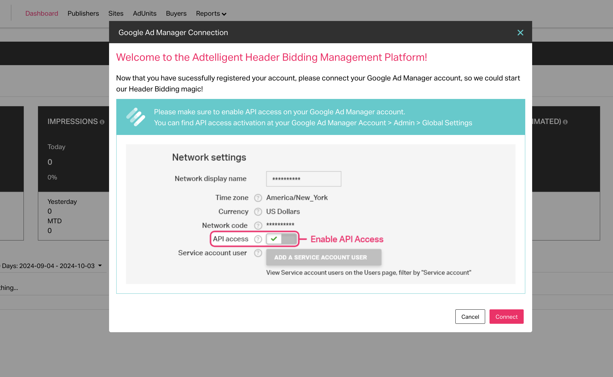 Connect GAM to Header Bidding Platform