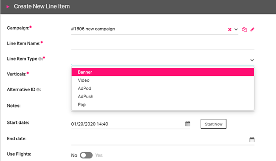 new line itme settings